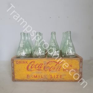 Vintage American Coca Cola Crate and Bottles