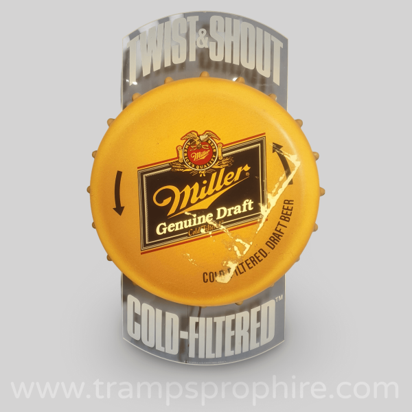 Genuine Miller 1988 Draft Twist and Shout Beer Cap Light Sign