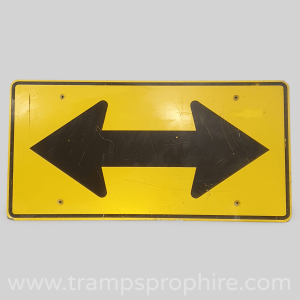 Large American Yellow Two Way Black Arrow Road Sign