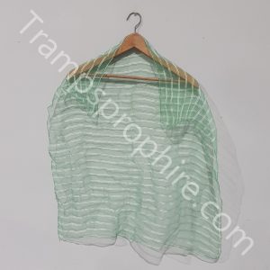 Green and White Stripe Chiffon Scarf