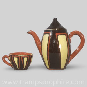 Brown Ceramic Coffee Pot and Cup