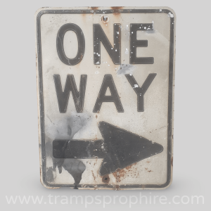 One Way Right Road Sign Embossed