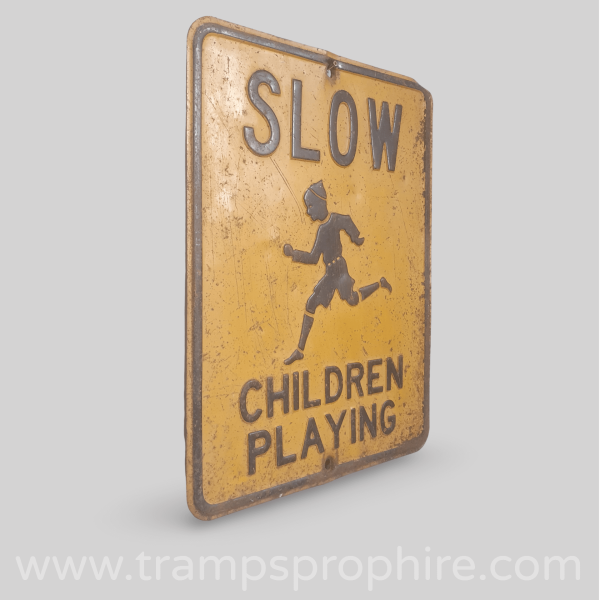Slow Children Playing Road Sign Embossed