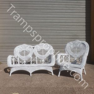 White Wicker Garden Sofa Set