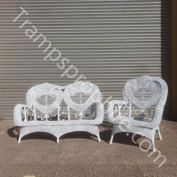 White Wicker Garden Sofa Set