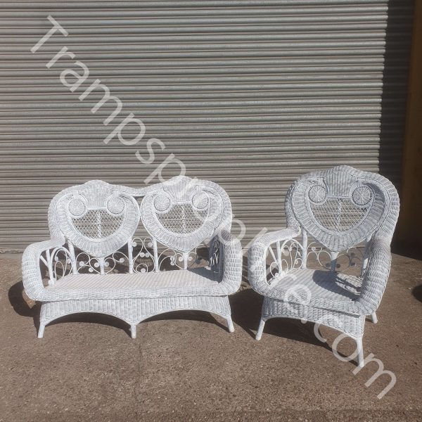 White Wicker Garden Sofa Set