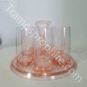 Pink Glass Stand And Matching Glasses