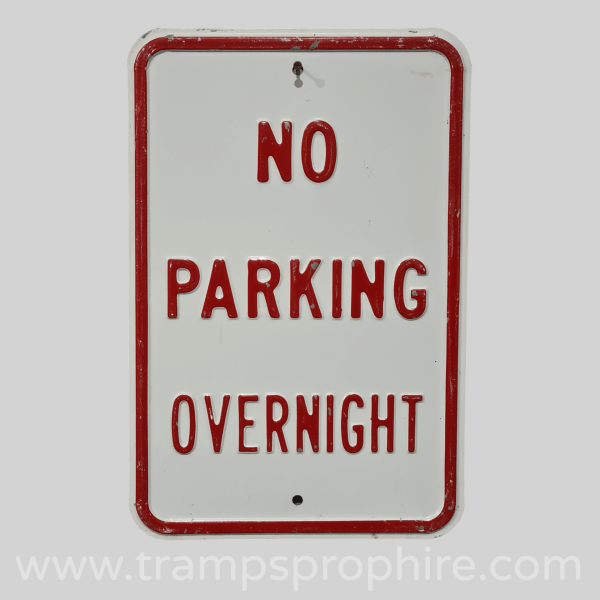 No Parking Overnight Road Sign